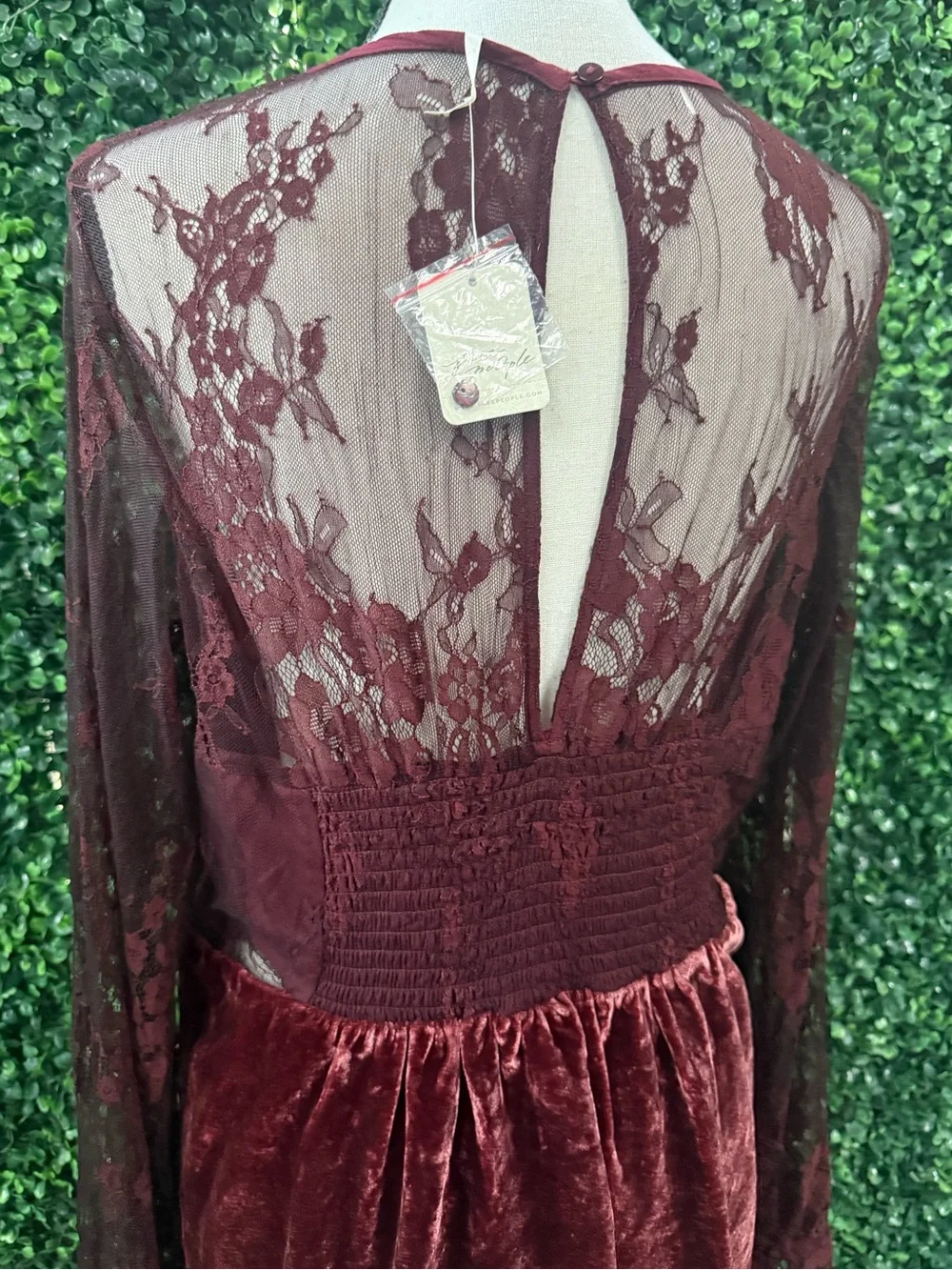 Free People Lace Velvet Skater Dress - Burgundy - Picture 7 of 10
